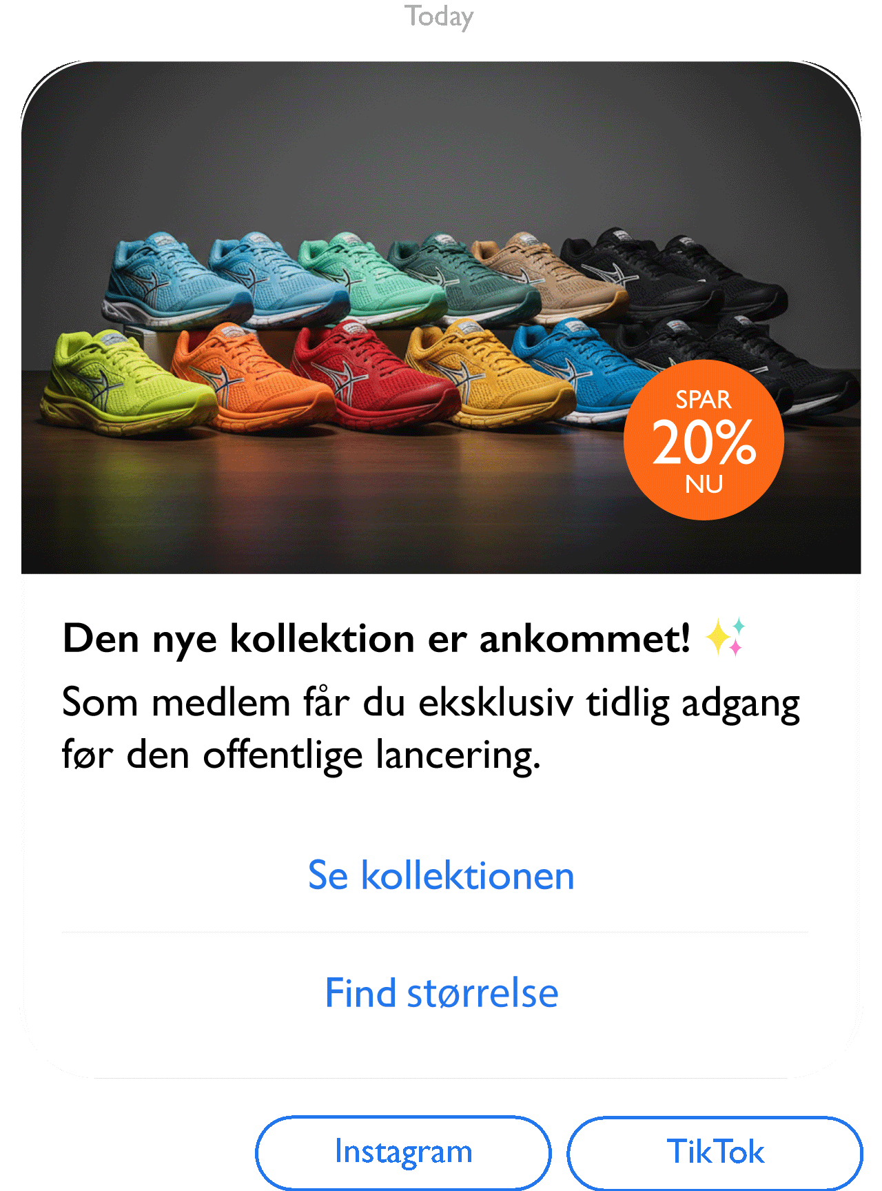 Eksempel på RCS Rich Message - Interaktiv skokollektion med produktkarrusel